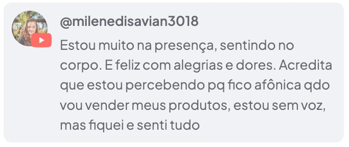 Depoimento de Milene no YouTube
