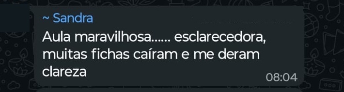 Depoimento de participante via WhatsApp