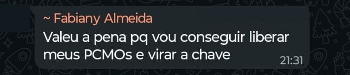 Depoimento de participante via WhatsApp