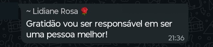 Depoimento de participante via WhatsApp