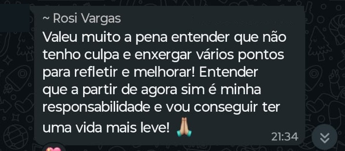 Depoimento de participante via WhatsApp