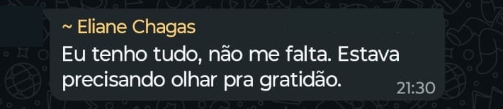 Depoimento de participante via WhatsApp