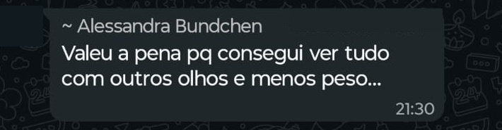 Depoimento de participante via WhatsApp